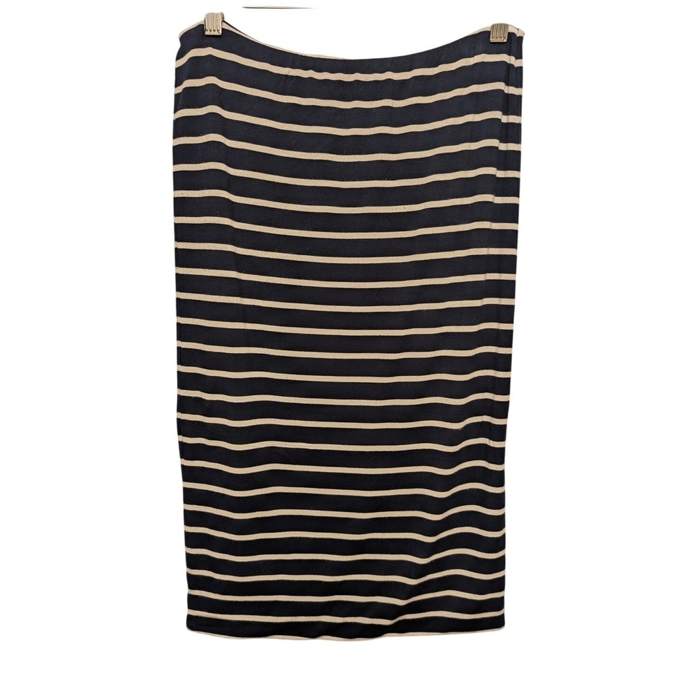 Amour Vert Classic Striped Midi Skirt Black White Pull On Womens Small Casual